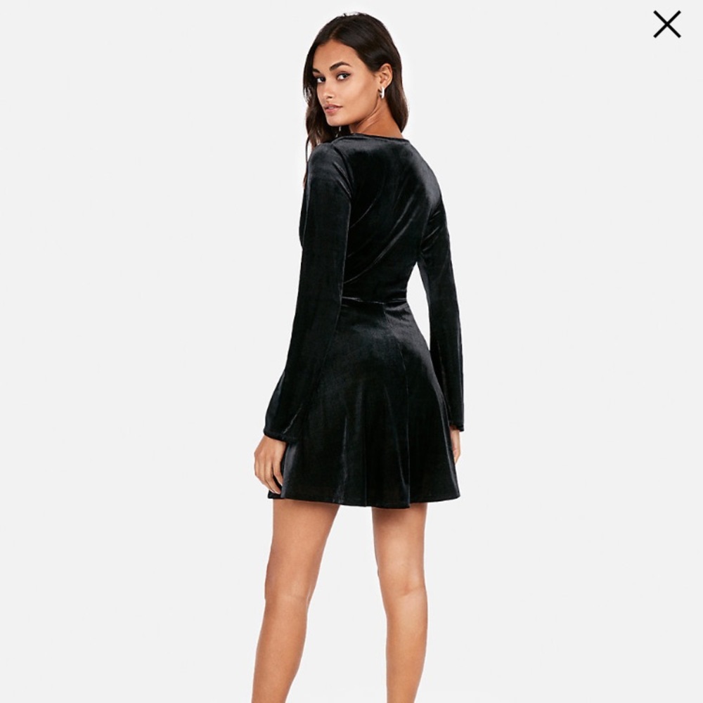 Express Velvet Fit and Flare Dress - Picture 2 of 4